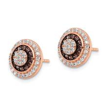 Load image into Gallery viewer, Sterling Silver Rose-tone Black Rhodium-plated CZ Fancy Post Earrings
