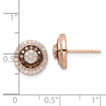 Load image into Gallery viewer, Sterling Silver Rose-tone Black Rhodium-plated CZ Fancy Post Earrings
