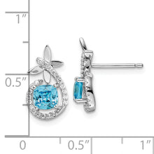 Load image into Gallery viewer, Sterling Silver Rhodium plated Blue &amp; White CZ  Butterfly Post Earrings
