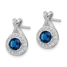 Load image into Gallery viewer, Sterling Silver Rhodium-plated CZ and Glass Stone Dangle Post Earrings
