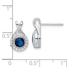 Load image into Gallery viewer, Sterling Silver Rhodium-plated CZ and Glass Stone Dangle Post Earrings
