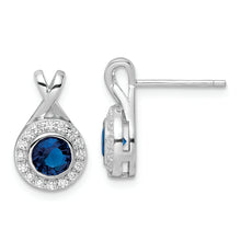 Load image into Gallery viewer, Sterling Silver Rhodium-plated CZ and Glass Stone Dangle Post Earrings
