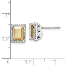 Load image into Gallery viewer, Sterling Silver Rhodium-plated CZ &amp; Yellow Swarovski Crystal Post Earrings
