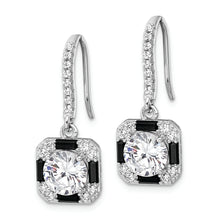 Load image into Gallery viewer, Sterling Silver Rhodium-plate CZ &amp; Black Nano Crystal Square Earrings
