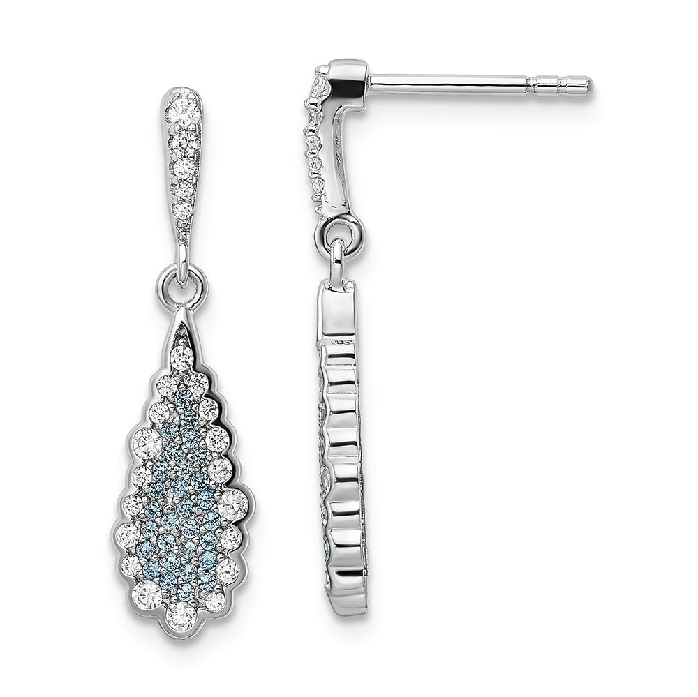 Sterling Silver Rhodium-plated CZ Teardrop Earrings
