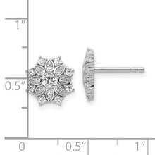 Load image into Gallery viewer, Sterling Silver Rhodium-plated CZ Flower Post Earrings
