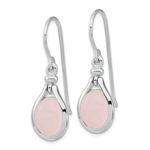 Load image into Gallery viewer, Sterling Silver RH-plated Rose Quartz Oval Dangle Earrings
