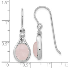 Load image into Gallery viewer, Sterling Silver RH-plated Rose Quartz Oval Dangle Earrings
