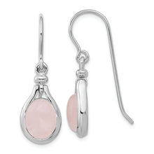 Load image into Gallery viewer, Sterling Silver RH-plated Rose Quartz Oval Dangle Earrings
