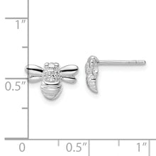 Load image into Gallery viewer, Sterling Silver Rhodium-plated Polished CZ Bumble Bee Post Earrings
