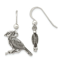 Load image into Gallery viewer, Sterling Silver Antiqued Bird on Branch Dangle Earrings
