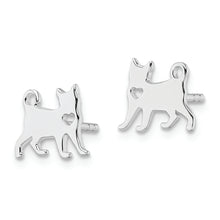 Load image into Gallery viewer, Sterling Silver Rhodium-plated Cat w/Heart Post Earrings
