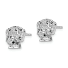 Load image into Gallery viewer, Sterling Silver Rhodium-plated Polished CZ Dalmatian Head Post Earrings
