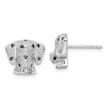 Load image into Gallery viewer, Sterling Silver Rhodium-plated Polished CZ Dalmatian Head Post Earrings

