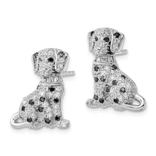 Load image into Gallery viewer, Sterling Silver Rhodium-plated Polished CZ Dalmatian Post Earrings
