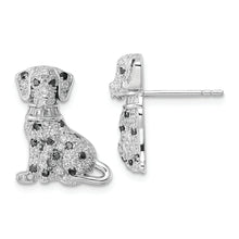 Load image into Gallery viewer, Sterling Silver Rhodium-plated Polished CZ Dalmatian Post Earrings
