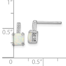 Load image into Gallery viewer, Sterling Silver Rhodium-plated Square White Created Opal Post Earrings
