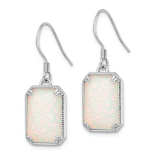 Load image into Gallery viewer, Sterling Silver RH-plated White Created Opal Beaded Border Earrings

