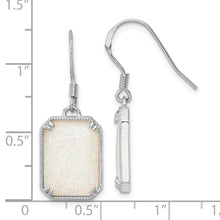 Load image into Gallery viewer, Sterling Silver RH-plated White Created Opal Beaded Border Earrings
