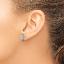 Load image into Gallery viewer, Sterling Silver Rhodium-plated CZ Sea Turtle Post Earrings
