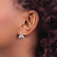 Load image into Gallery viewer, Sterling Silver Rhodium-plated CZ Dolphin Post Earrings

