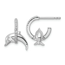 Load image into Gallery viewer, Sterling Silver Rhodium-plated CZ Dolphin Post Earrings
