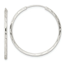 Load image into Gallery viewer, Sterling Silver Diamond-cut 1.5x30mm Endless Tube Hoop Earrings
