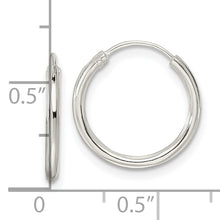 Load image into Gallery viewer, Sterling Silver Diamond-cut 1.5x15mm Endless Tube Hoop Earrings
