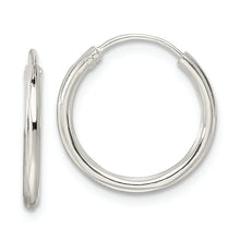 Load image into Gallery viewer, Sterling Silver Diamond-cut 1.5x15mm Endless Tube Hoop Earrings

