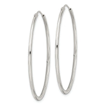 Load image into Gallery viewer, Sterling Silver Diamond-cut 1.5x40mm Endless Tube Hoop Earrings
