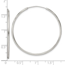 Load image into Gallery viewer, Sterling Silver Diamond-cut 1.5x40mm Endless Tube Hoop Earrings
