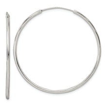 Load image into Gallery viewer, Sterling Silver Diamond-cut 1.5x40mm Endless Tube Hoop Earrings
