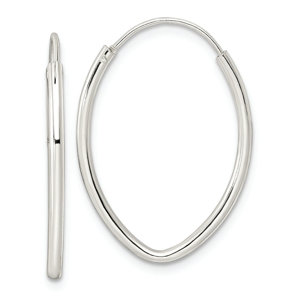 Sterling Silver Polished Endless Oval Hoop Earrings