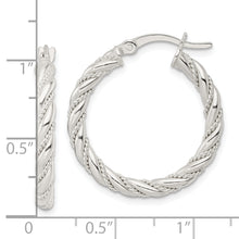 Load image into Gallery viewer, Sterling Silver Polished Twisted Rope Hoop Earrings

