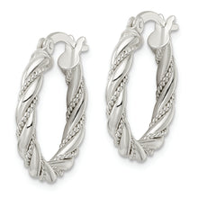 Load image into Gallery viewer, Sterling Silver Polished Twisted Rope Hoop Earrings

