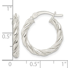 Load image into Gallery viewer, Sterling Silver Polished Twisted Rope Hoop Earrings
