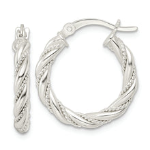 Load image into Gallery viewer, Sterling Silver Polished Twisted Rope Hoop Earrings
