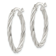 Load image into Gallery viewer, Sterling Silver Polished Twisted Rope Oval Hoop Earrings
