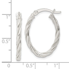 Load image into Gallery viewer, Sterling Silver Polished Twisted Rope Oval Hoop Earrings
