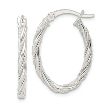 Load image into Gallery viewer, Sterling Silver Polished Twisted Rope Oval Hoop Earrings
