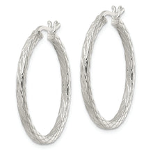 Load image into Gallery viewer, Sterling Silver Diamond Pattern Hoop Earrings
