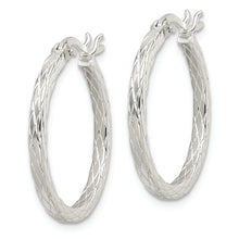 Load image into Gallery viewer, Sterling Silver Diamond Pattern Hoop Earrings
