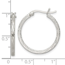 Load image into Gallery viewer, Sterling Silver Diamond Pattern Hoop Earrings
