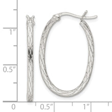 Load image into Gallery viewer, Sterling Silver Diamond Pattern Oval Hoop Earrings
