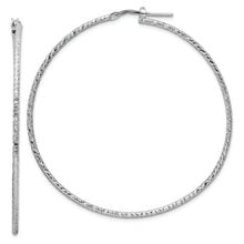 Load image into Gallery viewer, Sterling Silver Rhod-plated Polished Diamond-cut 1.5mm Tube Hoop Earrings
