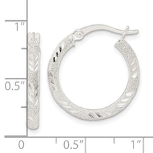 Load image into Gallery viewer, Sterling Silver Polished and Laser Diamond-cut Hoop Earrings
