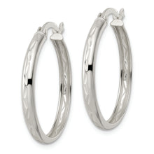 Load image into Gallery viewer, Sterling Silver Polished and Diamond-cut Circle Hoop Earrings
