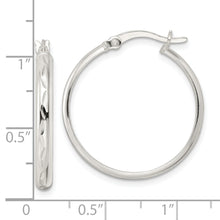 Load image into Gallery viewer, Sterling Silver Polished and Diamond-cut Circle Hoop Earrings
