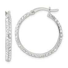 Load image into Gallery viewer, Sterling Silver CZ Round Hoop Earrings
