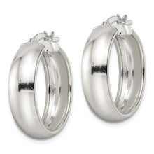 Load image into Gallery viewer, Sterling Silver Polished 7x25mm Hoop Earrings
